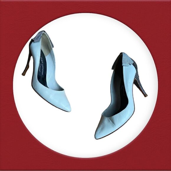 Stuart Weitzman For Mr. Seymour Leather Heels With Bows Size 6.5 B - Picture 11 of 14